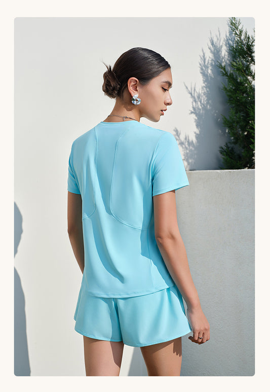 Spring Summer Sports Set Women Two Piece Set Quick Drying Loose Breathable Thin round Neck Running Fitness Two Piece Set - Iyanka
