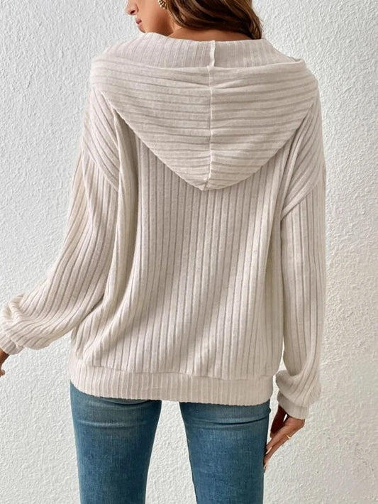 Autumn Winter Knitwear Hooded Sunken Stripe Kangaroo Pocket Long Sleeve Bathroom - Iyanka