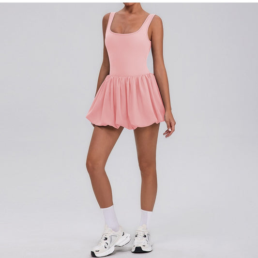 Fitness Draped Dress Faux Two Pieces Anti Wardrobe Malfunction Base Pockets Dress Sports Yoga Tennis Dress Women - Iyanka