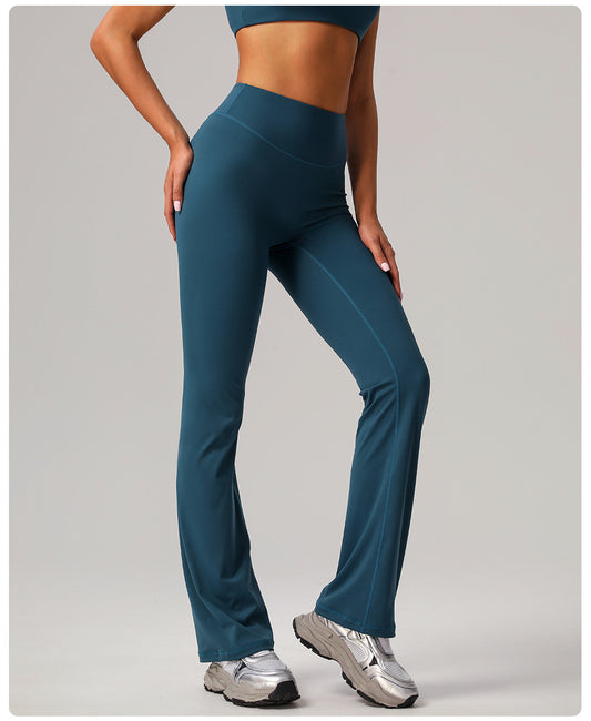 Yoga Wide Leg Pants High Waist Belly Contracting Fitness Trousers Women Skinny Hip Raise Bell Bottom Pants Sports Casual Pants - Iyanka