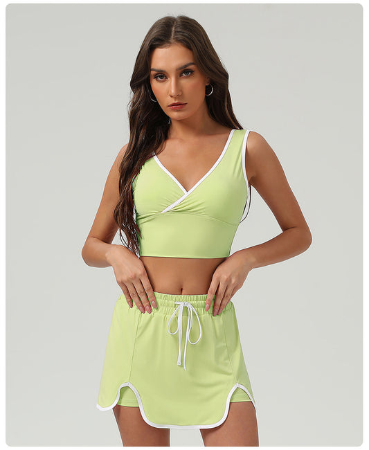 Summer Sports Casual Suit Running Exercise Vest Short Skirt Golf Suit Badminton Tennis Women - Iyanka