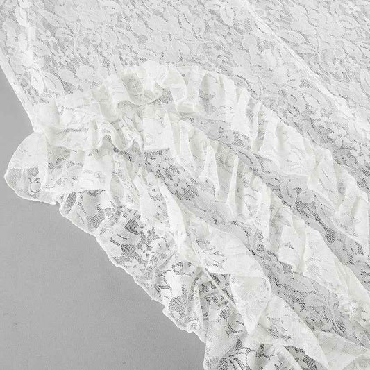 Women Commuting Wear Summer Side Slit Sexy Ruffles Atmosphere Lace See through Skirt