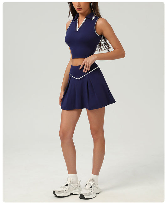 Tennis Skirt Set Golf Tennis Skirt Sports Casual Badminton Clothes Outfit Set Women - Iyanka
