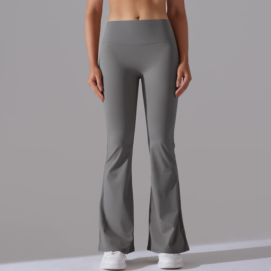 Classic Solid Color Bell Bottom Pants Yoga Pants Women Slim Fit Hip High Waist Elastic Training Wide Leg Pants Fitness Pants - Iyanka