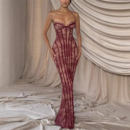 Wine Red Long Style