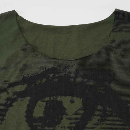 Women’s Abstract Printed Loose T-Shirt – Retro Distressed Casual Top