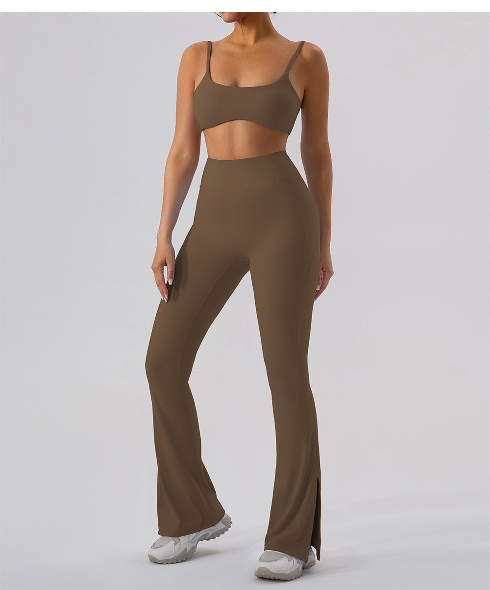 High Waist Skinny Outerwear Sweatpants Dance Nude Feel Hip Lifting Yoga Bell Bottom Pants Skinny Running Wide Leg Pants Women - Iyanka