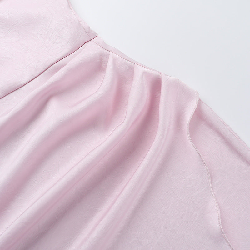 Satin Dress Suspender Pleated Split Sexy Slim Hip Dress - Iyanka