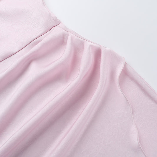 Satin Dress Suspender Pleated Split Sexy Slim Hip Dress - Iyanka