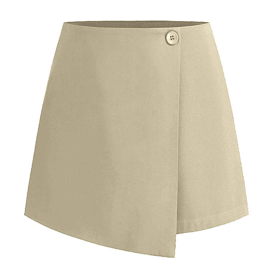 Women Clothing Irregular Asymmetric Stretch Pantskirt Summer High Waist Zipper Button Culottes for Women