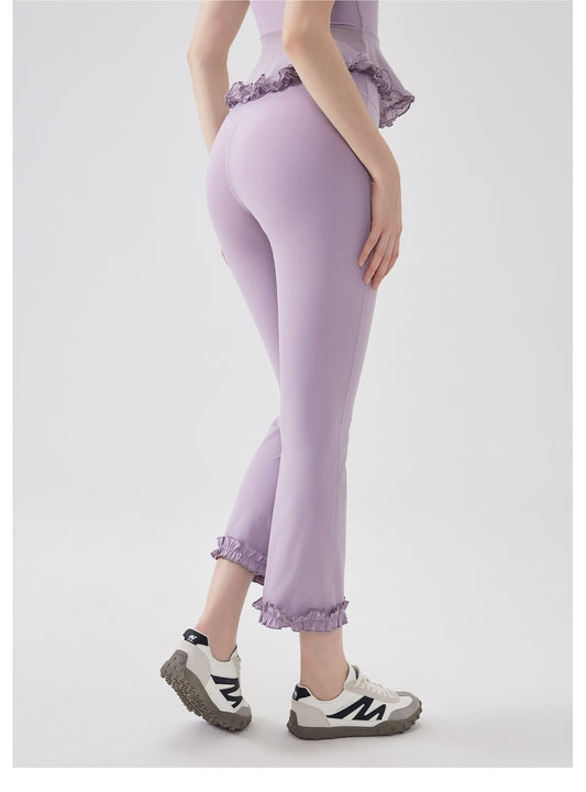 High Waist Lace Slimming Smoke Tube Cropped Pants Slim Fit Yoga Pants Women Hip Lifting Running Workout Pants Fitness Pants - Iyanka