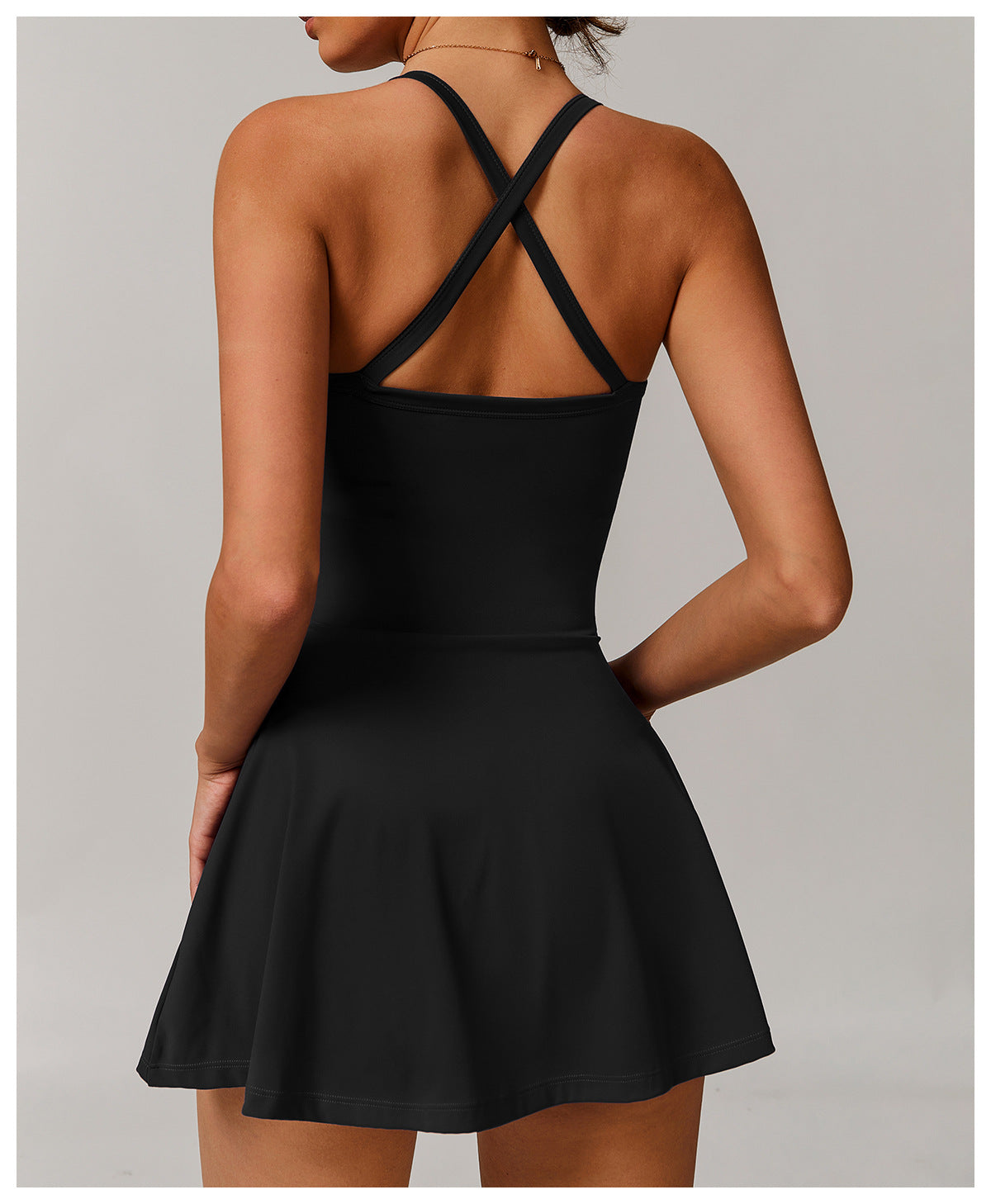 Sustainable Recycled Dress Anti Exposure Kink Design Cross Hollow Out Cutout out Beauty Back Tennis - Iyanka