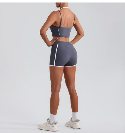 Women Yoga Shorts Pocket Nude Feel High Waist Tight Sports Pants Running Fitness Outer Shorts - Iyanka