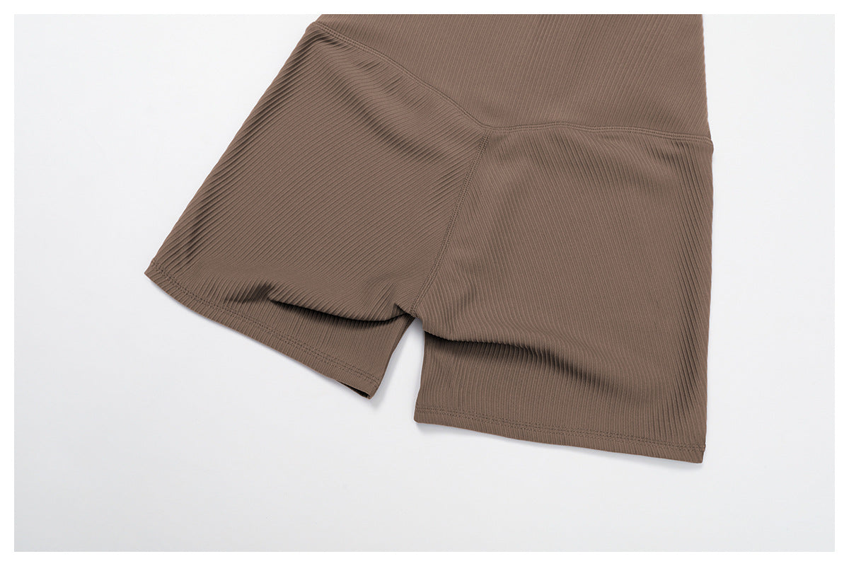 Threaded Tight Yoga Shorts High Waist Hip Lift High Intensity Sports Workout Clothes Outdoor Running Shorts - Iyanka
