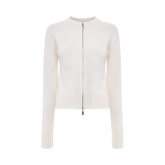 Stand up Collar Slim Fit Long Sleeved Coat Autumn Winter Double Zipper Cardigan Thermal Knitting Coat for Women - Iyanka