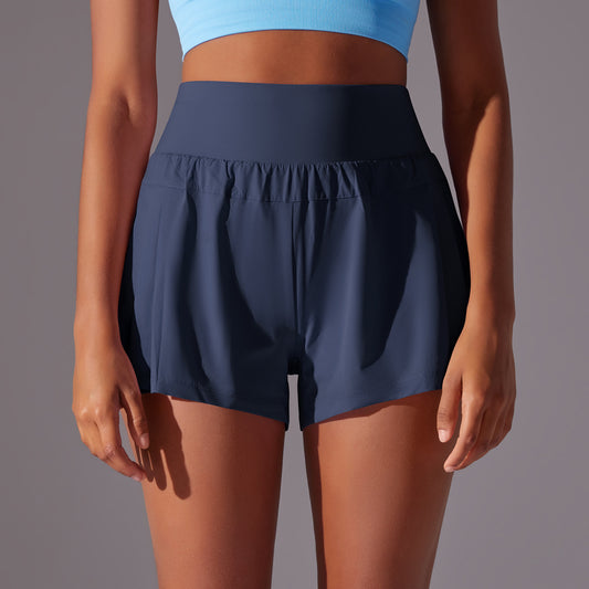 Cool Feeling Tennis Pants Waist Tight Slimming Leggings Running Fitness Pants Solid Color Skin Friendly Sports Yoga Shorts for Women - Iyanka