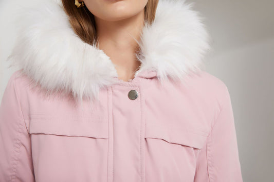 Parka Women Plus Size Mid-Length Fleece Lined Coat Women Warm with Fur Collar Loose Winter Coat Plus Size - Iyanka