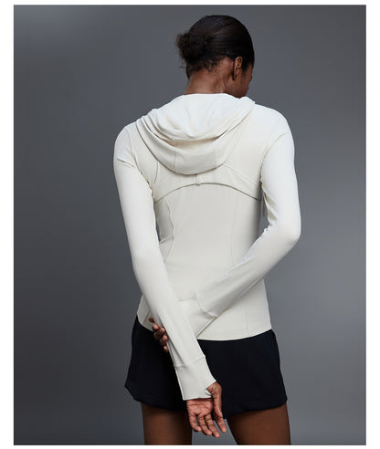Yoga Jacket Women Slim Fit Slimming Hooded Cardigan Coat Running Sports Fitness Long Sleeved Upper Garment - Iyanka