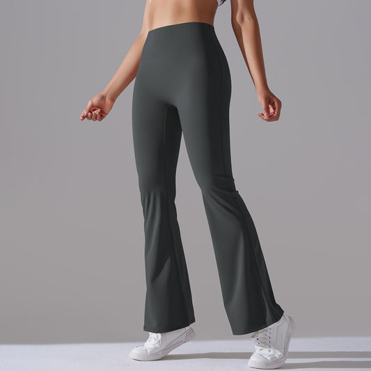 Classic Solid Color Bell Bottom Pants Yoga Pants Women Slim Fit Hip High Waist Elastic Training Wide Leg Pants Fitness Pants - Iyanka