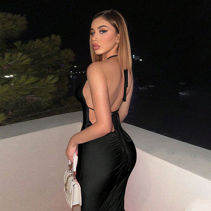 Women Clothing Spring Summer Sexy Dress Backless Design Sheath Dress
