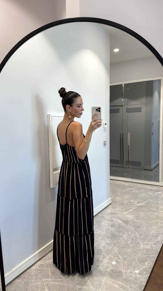 Summer Geometric Abstract Printed V neck Pleated Expansion Dress Vacation Maxi Dress