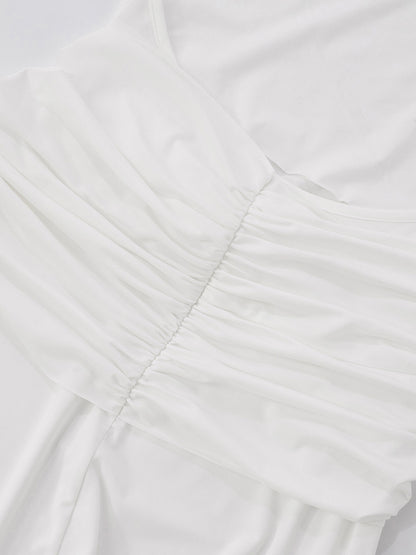 Women Clothing Solid Color Sleeveless Halter Backless Pleated A line Maxi Dress