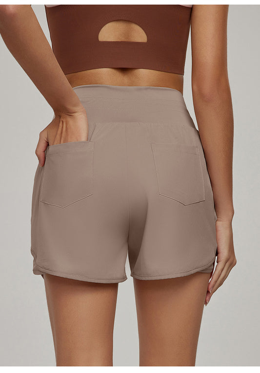 Anti Exposure Faux Two Piece Fitness Shorts Women High Waist Slimming Yoga Shorts Loose Casual Sports Shorts - Iyanka