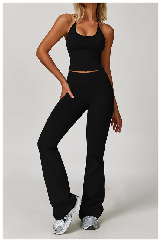 Brushed High Waist Yoga Trousers Tight Wide Leg Bell Bottoms Running Sports Fitness Bootcut Trousers - Iyanka