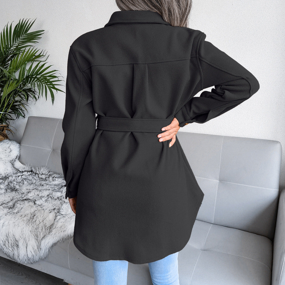 Autumn Winter Single Breasted Woolen Coat Outerwear Women Clothing - Iyanka