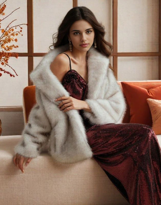 Women Fur Coat Faux Fur Coat Winter Casual Warm Windbreaker Party Fluffy Shawl Jacket - Iyanka