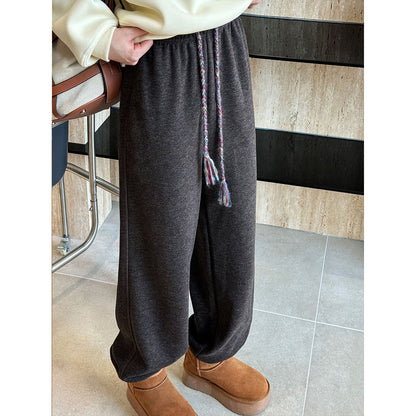 Color Braid Drawstring Sweatpants Women Autumn Winter Elastic Waist Track Pants Ankle Banded Pants Tide - Iyanka