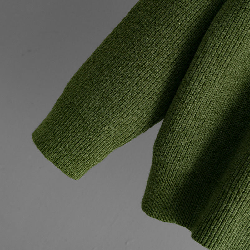 Autumn Winter Knitted Top Women Color Matching Polo Collar Loose Pullover Sweater Outerwear Sweater - Iyanka