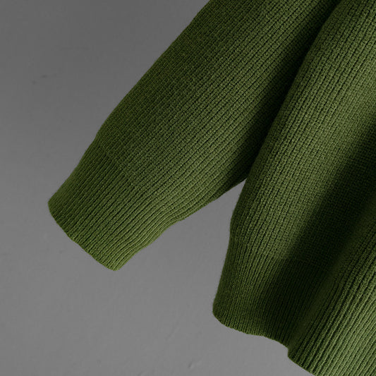Autumn Winter Knitted Top Women Color Matching Polo Collar Loose Pullover Sweater Outerwear Sweater - Iyanka