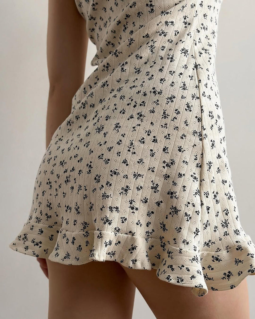 Summer Sexy Cute Floral Printed Suspender Women Pajamas Nightdress Home Wear - Iyanka