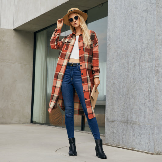 Women Clothing Mid Length Wind Coat Single Breasted Pocket Retro Coat for Women - Iyanka
