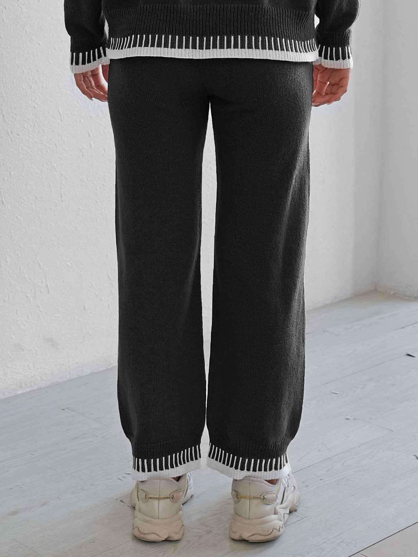 Autumn Winter Color Contrast Patchwork Wide Leg Pants