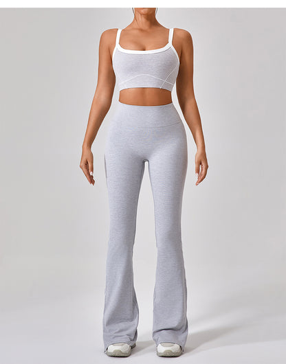 Summer High Waist Tight Nude Feel Hip Lifting Yoga Bell Bottom Pants Women Dance Fitness Outdoor Sports Split Trousers - Iyanka