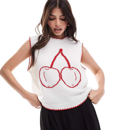 Knitted Vest round Neck Jacquard Outer Wear Sleeveless Vest for Women - Iyanka