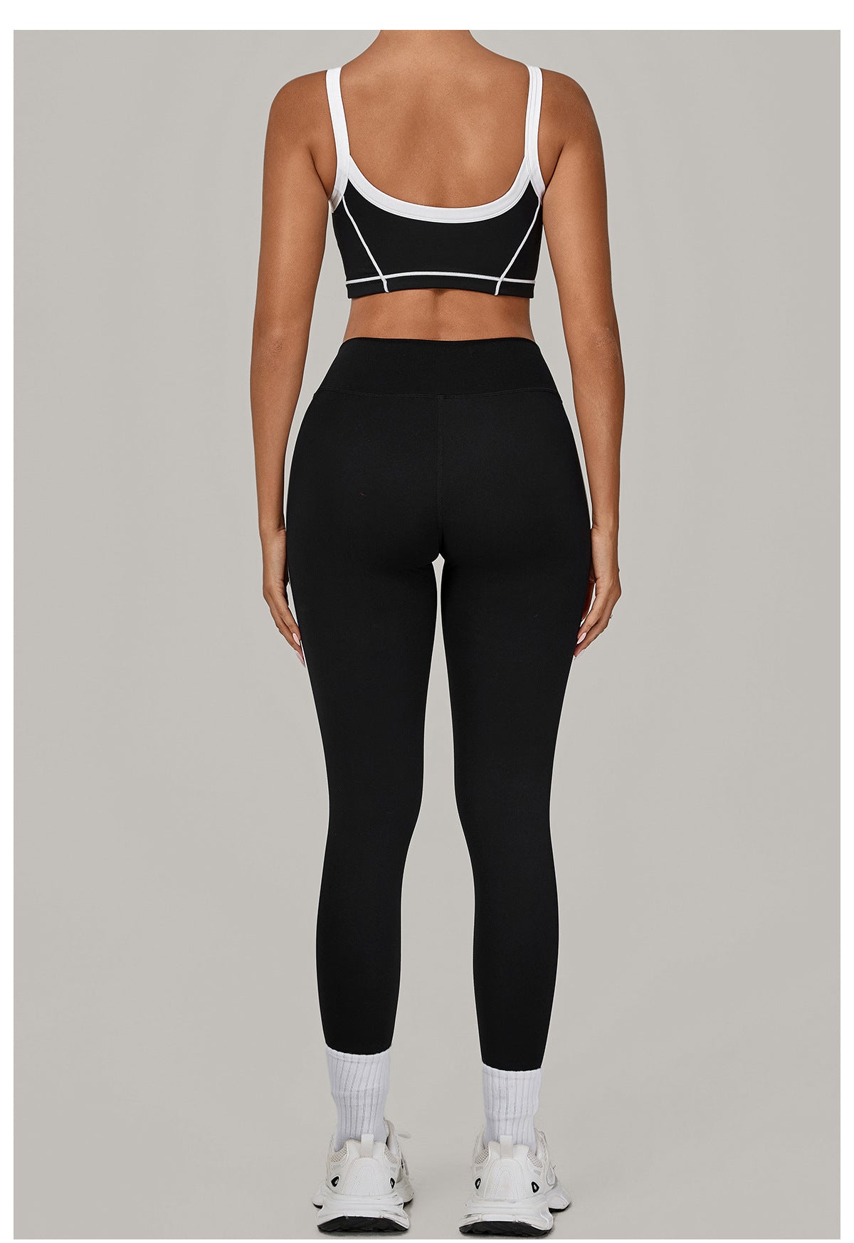 Autumn Sand Color Contrast Patchwork Yoga Suit Skinny Slimming Outdoor Sports Running Fitness Two Piece Sets - Iyanka