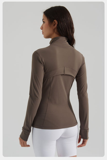 Yoga Clothes Coat Women Running Cycling Sports Long Sleeve Slim Stand Collar Sports Workout Clothes Women - Iyanka