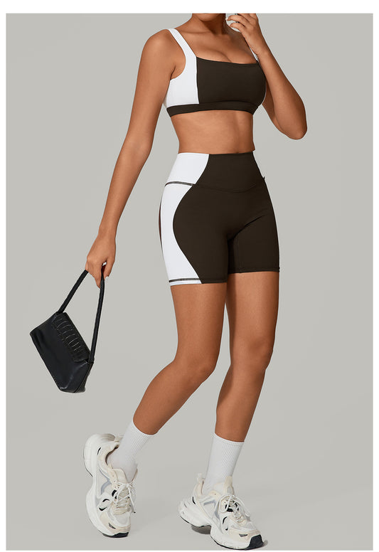 Autumn Sand Backless Yoga Clothes Color Matching Tight Quick Drying Fitness Clothes Medium Tenacity Sports - Iyanka