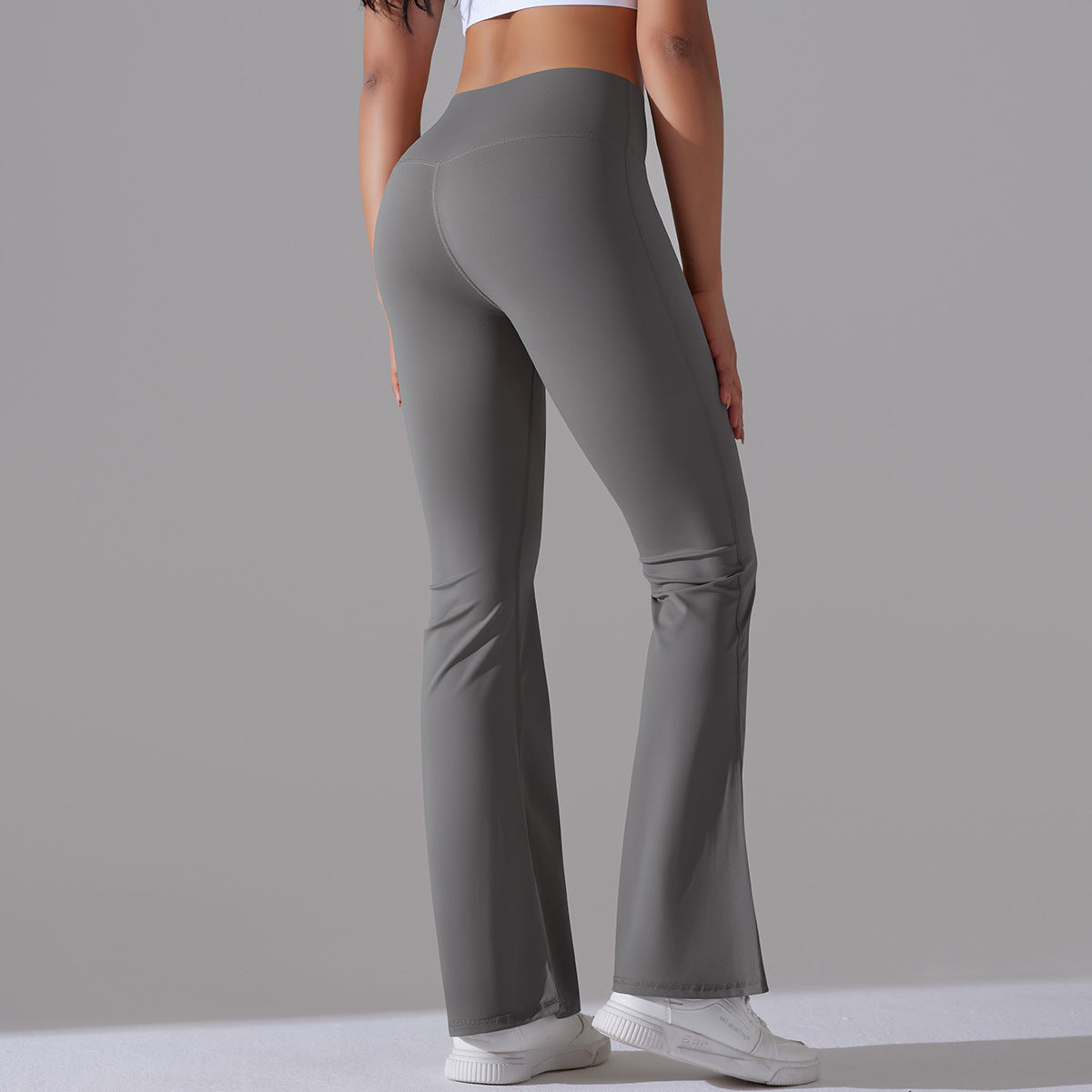 Classic Solid Color Bell Bottom Pants Yoga Pants Women Slim Fit Hip High Waist Elastic Training Wide Leg Pants Fitness Pants - Iyanka