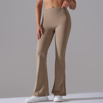 Classic Solid Color Bell Bottom Pants Yoga Pants Women Slim Fit Hip High Waist Elastic Training Wide Leg Pants Fitness Pants - Iyanka