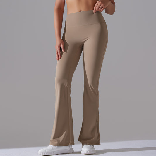 Classic Solid Color Bell Bottom Pants Yoga Pants Women Slim Fit Hip High Waist Elastic Training Wide Leg Pants Fitness Pants - Iyanka