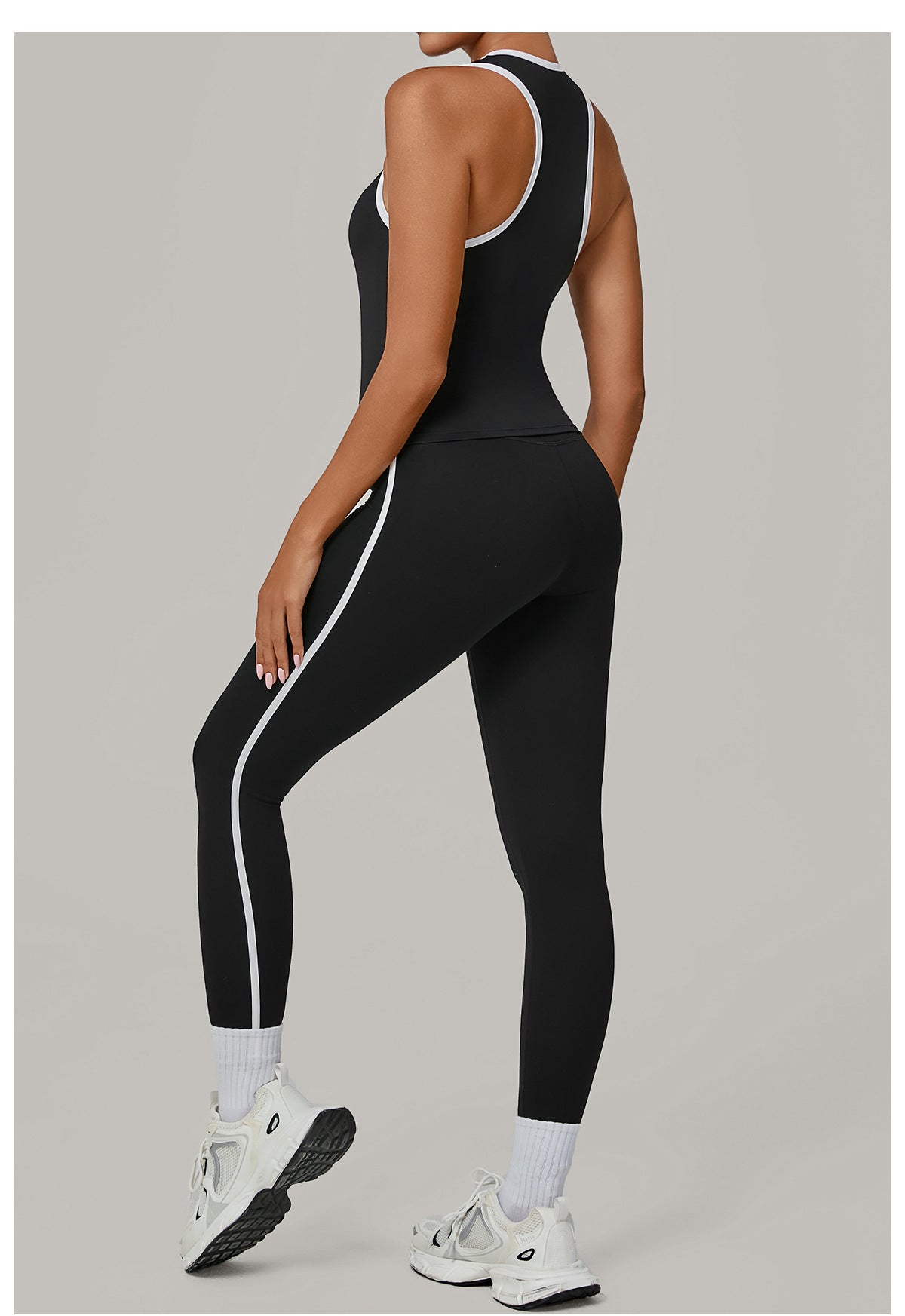 Sports Color Contrast Patchwork Tight Nude Feel Yoga Two Piece Sets Running Fitness Yoga Wear - Iyanka