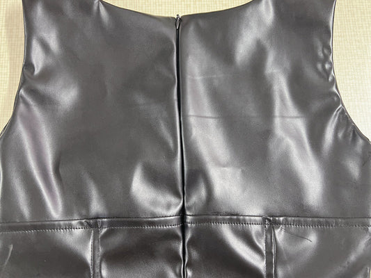 Women Clothing Spring Summer Faux Leather Sleeveless Sheath Slim Fit Slimming Elegant Dress - Iyanka