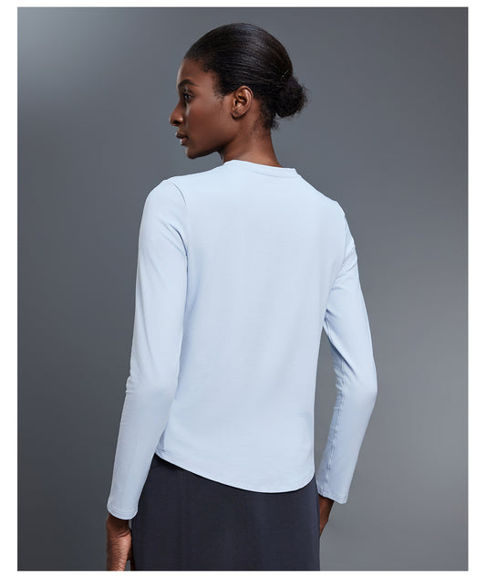 Autumn Crew Neck Yoga Clothes T shirt Loose Slimming Workout Top Casual All Match Sports Long Sleeve Women - Iyanka