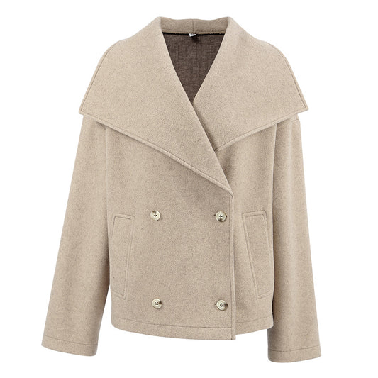Autumn Winter Woolen Collared Loose Casual Jacket Coat Women Clothing - Iyanka