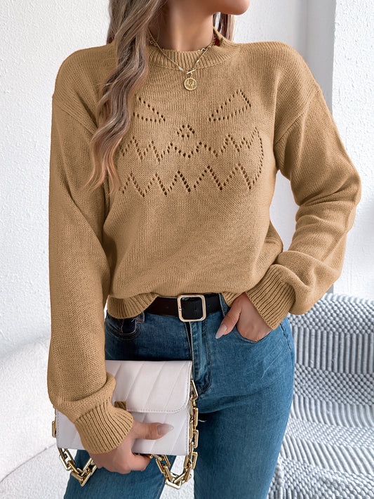 Solid Color Hollow Out Cutout out Lantern Long Sleeve Pullover Halloween Women Clothing - Iyanka
