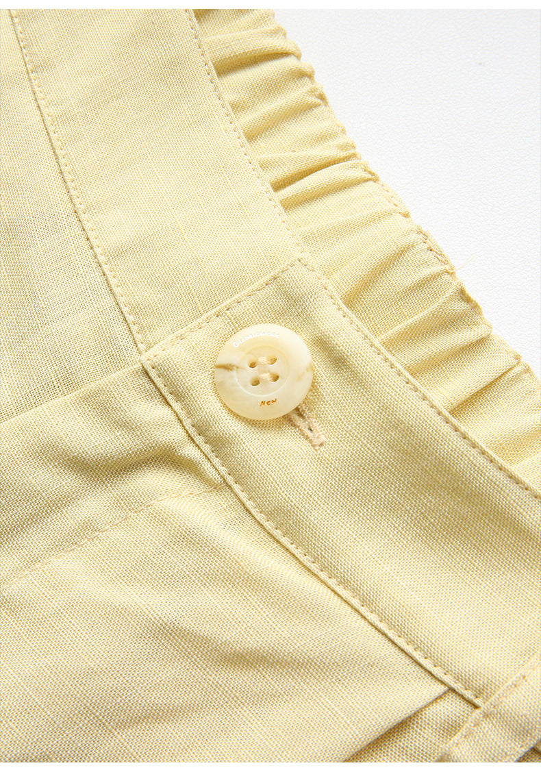 Summer Tencel Linen Shorts Women Slimming High Waist Pants Linen Elastic Waist Solid Color Casual Pants - Iyanka